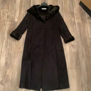 Calvin Klein Suede Long Dress Coat with hood